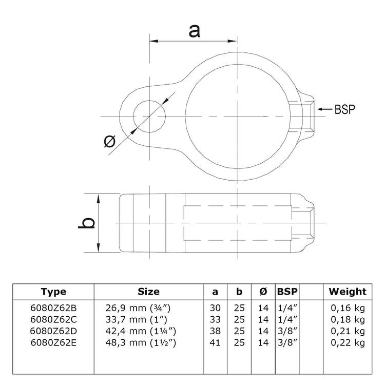 Buiskoppeling Scharnieroog - zwart-E / 48,3 mm